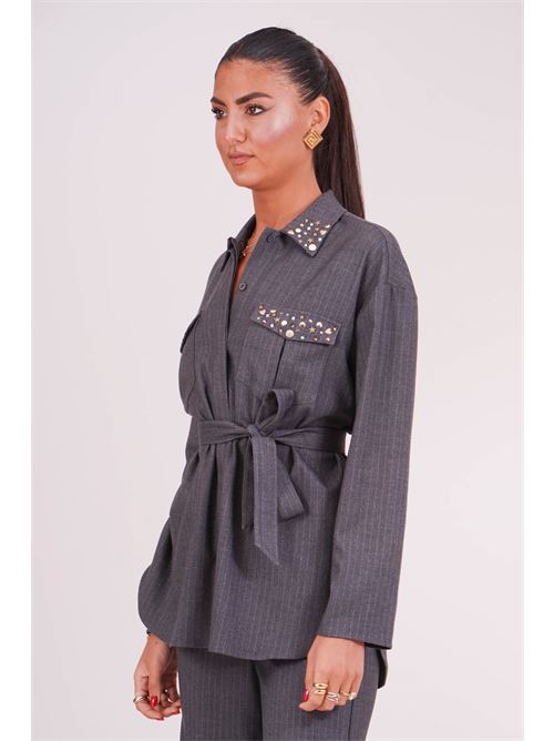 Camicia over con cintura Luckylu Milano | GI47PNGREY
